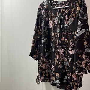 NYDJ Black and Pink Blouse Top